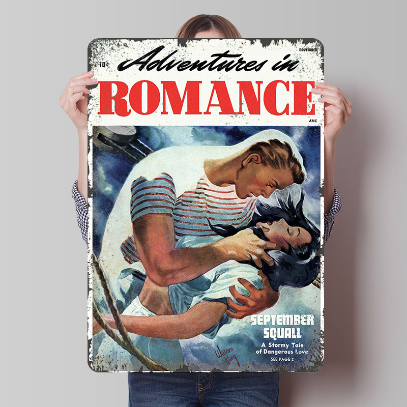 로맨스의 모험 양철 포스터 맞춤형 벽 예술 빈티지 레트 - Retro Gaming At Home 리뷰 및 가격